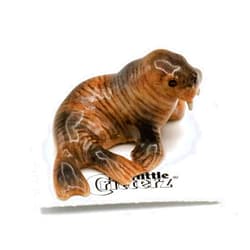 LITTLE CRITTERZ Brown Walrus Tusker - Wild Life Collectible Home Decor Animal - Miniature Porcelain Figurine