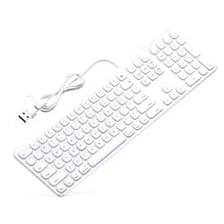 Yivandi White Aluminum Backlit Keyboard for Apple Mac OS,Plug-N-Play, USB-A/USB-C Wired Keyboard with Numeric Keypad for iMac/Mac Mini or MacBook Laptop