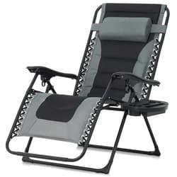 CAPHAUS Premium XL Zero Gravity Padded Lounge Chair, Oversized Zero Gravity Chair, Zero Gravity Recliner, Reclining Patio Chair, Folding Reclining Chair w/Side Tray, Anti-Gravity Outdoor Chair