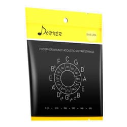 Donner Acoustic Guitar Strings, Light Acoustic Guitar Strings Phosphor Bronze Coated 1 Set of 6 Hex Steel String 11-50 DAS-20L