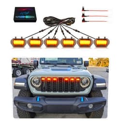SDPVorn Grill Lights for 2024 Jeep Wrangler JL JLU Grill Lights LED Front Grille Lights Rapto r Lights for Wrangler JL Accessories (Yellow, 2024-2025)