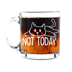 AW Fashions Not Today - Funny Cat Glass Coffee Mug 13oz - Great Novelty Gift for Cat Lovers, Mom, Dad, Co-Worker, Boss, Employees, Friends, Husband, Wife, Daughter, Office, Crazy Cat Lady Tea Cup