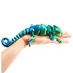 Maxdecoer 3D Printed Articulated Chameleon Lizard Toy, Blue Green Fusion 9.45'' Fidget Desk Pet, PLA Reptile Figurine for Home Office Decor & Gifts