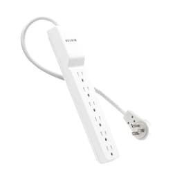 Belkin 6-Outlet SlimLine Power Strip Surge Protector, 6ft Cord and Rotating Plug, 700 Joules, White