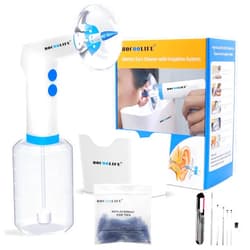 BOCOOLIFE Electric Ear Wax Removal Kit – Water Flushing Irrigation System Ears Flush Cleaner Powered with 4 Pressure Settings, Safe & Effective Ear Cleaning for Adults, Includes 15 Tips & Ear Basin