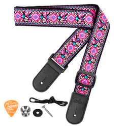 BestSounds Ukulele Strap, Jacquard Weave Adjustable Uke Mandolin Shoulder Straps for Adult & Kids, Ukulele Button Accessories (Pink)