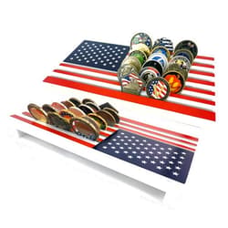 Joygulls 6 Rows Coin Holder, Military Challenge Coin Display Case American Flag Wood Stand Collectible