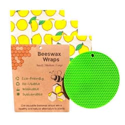 Hillchrys Beeswax Wraps for Food - Pack of 3 Bread Wraps (S, M, L) with a Green Versatile Mat | Biodegradable BeesWax Paper Reusable and Washable | Eco-Friendly & Plastic-Free Food Storage