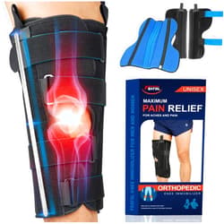 FEATOL Knee Immobilizer 3-Panel Knee Brace for Knee Pain 2.5 ’‘ Thick Cushion Adjustable Side Panels Knee Splint for Men and Women ACL, PCL, Post-Surgery, Injury Recovery, X-Large