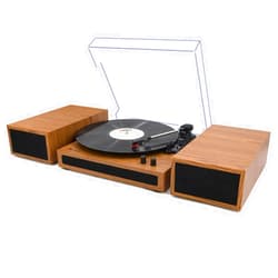 LP&No.1 Record Player, Wireless Turntable with Stereo Bookshelf Speakers,Vinyl Record Player,Support Wireless,Auto-Stop.(Yellow Wood)
