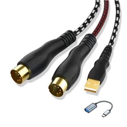 NUOSIYA USB to MIDI Cable 6.5Ft, USB MIDI Interface Adapter,MIDI to USB Cable Converter ​for Music Keyboard Piano to PC Mac Laptop Windows Android