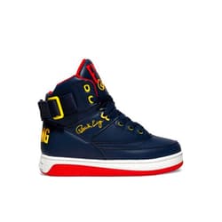 PATRICK EWING ATHLETICS WOMEN'S 33 HI ORION Retro Sneaker – Navy/Red/Yellow/White – Vegan Upper, Reversible Ankle Strap, Full-Length Rubber Cupsole