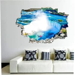 HIGOSS 3D Self-adesive Removable Break Through The Wall Vinyl Wall Stickers/Murals Art Decals Stickers Aerial View of Niagara Falls 24 x 16 Inch Wall Decor for Kids, Made in USA