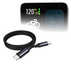 BoxWave Cable Compatible with CycloSpirit Mini Electric Bike Pump (1.2 in) - DirectSync PD Cable (3ft) - USB-C to USB-C (100W), Type C Braided Charge and Fast Sync - Jet Black