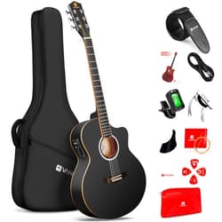 Vangoa Acoustic Electric Guitar Set for Beginner, 41-in Jumbo Cutaway Electric Guitars, Full-Size Acustica-Electrica Guitarra, Starter Bundle, Built-in 4-Band EQ, For Adult Youth, Right-Handed Black
