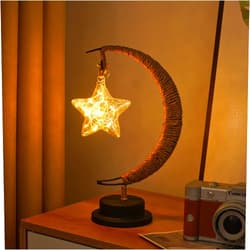 LELEBEAR Enchanted Lunar Lamp, LED Hanging Moon Memorial Night Light Christmas Home Ornament (Warm Light Five-Pointed Star)