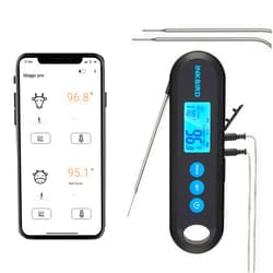 INKBIRD Instant Read Meat Thermometer Digital for Cooking with Dual Probes, 328FT Waterproof Bluetooth BBQ Meat Thermometer, Rechargeable Grill Thermometer with Temperature Alarms, Graph, Calibration