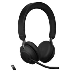 Jabra Evolve2 65 MS Wireless Headphones with Link380a, Stereo, Black – Wireless Bluetooth Headset for Calls and Music, 37 Hours of Battery Life, Passive Noise Cancelling Headphones