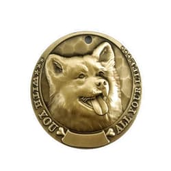 LJIOEZZI Dog ID Tag Personalized Brass Round 3D Relief Dogs Style Custom Text Engraved on Both Sides Lightweight (Alaskan sled Dog (Husky), 1.57inch (40mm))