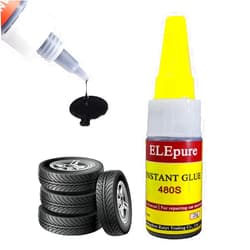 ELEpure Black Tire Repair Glue Rubber Strong Adhesive Bonding for Sidewall Gash Dent Instant Super Glue for Off-Road Car Motorcycle Truck Tractor, 20g 0.7oz