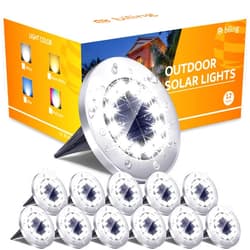Biling Solar Outdoor Lights 12 Pack, Bright 12 LEDs Solar Ground Lights Waterproof, Flat Pathway Lights Garden Lights Solar Powered for Yard Walkway Garden Driveway (White)