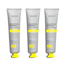 Boka Charcoal Fluoride Free Toothpaste Nano Hydroxyapatite, Helps Remineralize, Appropriate for Sensitive Teeth, Whitening - for Adult, Kids Oral Care - Yuzu Mint Flavor, 4 Fl Oz 3Pk