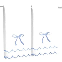 Laoyuandamai 2 Pcs Coquette Bow Hand Towels 15.75 x 27.56 Inch Scalloped Embroidered Dish Towel 100% Cotton Cute Preppy Decorative Bath Hand Towel for Kitchen Bathroom (Blue)