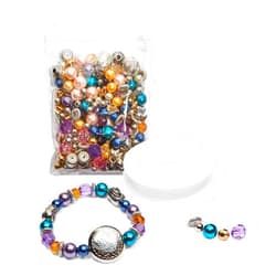 Bright Creations DIY Bracelet Making Kit with Beads and Elastic, 16 Bracelets (4 Colors)