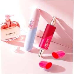 Skogfe Heart Shaped Double Head Spray Nozzle Two-in-One travel perfume bottle - 2pc 5ml+5ml refillable atomizer for on-the-go elegance, perfect for travel perfume lovers