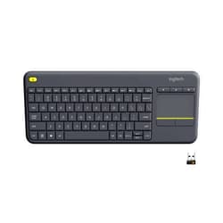 Logitech K400 Plus Wireless Touch With Easy Media Control and Built-in Touchpad, HTPC Keyboard for PC-connected TV, Windows, Android, Chrome OS, Laptop, Tablet - Black