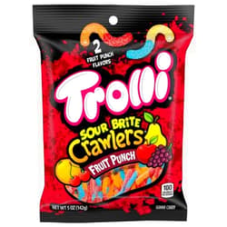 Trolli Sour Brite Crawlers, Candy, Fruit Punch, Sweet and Sour, Gummy Worms, 5 oz