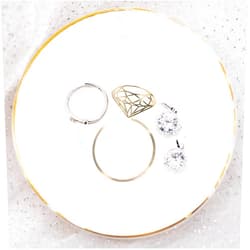 Quany Life Engagement Ring Dish Jewelry Tray - Mrs Engaged Gifts for Her Ring Tray Engagement Gift for Engaged Ring Dish Holder Bride Dish Gift Gold Ceramic Trinket Tray Wedding Ring Holder