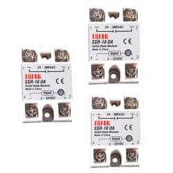 Coliao 3pcs SSR-10DA Solid State Relay Single Phase Semi-Conductor Relay Module Input 3-32V DC Output 24-380V AC for Temperature Controller
