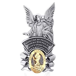 cobee St Christopher Medal for Car, Car Saint Christopher with Guardian Angel Visor Medal Clip Religious Sun Visor Clip Bless Driving Safety New Driver Gift for Travel Protection(1 Piece)