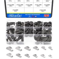 Glarks 205Pcs 12 Sizes Woodruff Keys Assortment Carbon Steel Woodruff-Key Semi-Circular Keys Metric Set for Fasteners Mechanical Industry