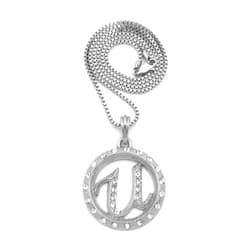 NYFASHION101 Stone Stud Encircled U Pendant with 2mm Box Chain Necklace