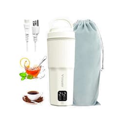 Viowey Travel Electric Kettle, 450ml/15.2oz & 316 Stainless Steel Mini Portable Coffee Tea Kettle with 6 Temperature Settings, 100V-240V Small Water Boiler, Auto Shut-off, Boil Dry Protection