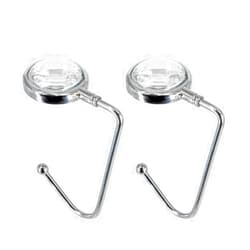 TANOSII Purse Hook Mental Clutch Holder Handbag Rhinestone Hanger for Table Desk 2 Packs White