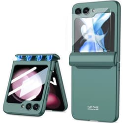 TOPSEM Case for Samsung Galaxy Z Flip 5 Built in External Screen Protector and Hinge Protection,Heavy Duty Shockproof Anti-Scratch Full Body Protective Phone Cover for Galaxy Z Flip 5 5G(Green)