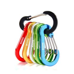 Booms Fishing CC1 Multi-Use Carabiner Clip, 6 Pack Small Caribeener Clips, Mini Keychain Caribeaner Clip 2 inch, Aluminum D Ring Carabiners, Multi-colored