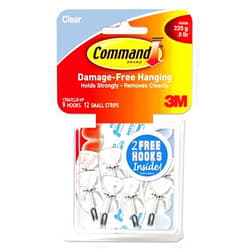 Brother - Clear Hooks & Strips, Plastic/Wire, Small, 9 Hooks w/12 Adhesive Strips per Pack