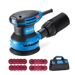 Dong Cheng 5-Inch Random Orbital Sander 380W 12800OPM Electric Palm Sander, 6 Variable Speeds, with 20pcs Sandpaper & Detachable Dust Bag, Power Sander for Woodworking, Sanding & Polishing