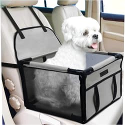 PetsHome Dog Car Seat Foldable Dog Car Booster Seat Waterproof Breathable Oxford Travel Bag for Small to Medium Dogs, Puppies, and Pets-Pure Grey-Upgrade
