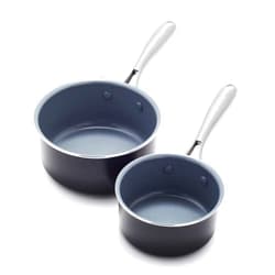 GreenPan Swift Healthy Ceramic Nonstick, 1QT and 2QT Saucepan Set, Stainless Steel Handle, PFAS-Free, Dishwasher Safe, Oven Safe, Black