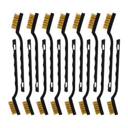 Topbuti 15 Pcs Mini Brass Wire Brush Set for Cleaning Welding Slag Rust, Wire Bristle Scratch Brush Set, Curved Handle Brushes (Brass)