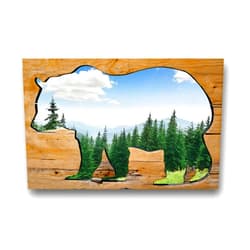 VIUBGCPS Canvas Print Picture Creative Bear Wall Art Painting Beautiful pine trees Framed And Stretched Poster Home Decor Artwork 20x32 Inches