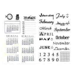 Outus Silicone Clear Stamps, 2 Sheets Calendar Planner, 6.3 x 4.3 inches, Transparent, Decorative-clear-stamps for Crafters, Hobbyists, Planners, Organizers