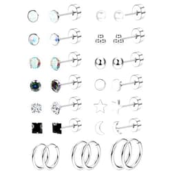Jstyle Hypoallergenic Flat Back Stud Earrings for Women Men Surgical Stainless Steel Earrings for Sensitive Ears Small Stud Hoop Silver Gold Black Earrings Cartilage Earring Set for Multiple Piercing