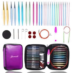 Yarniss 13 Pair Circular Knitting Needle Set 3.0~10.0mm, Interchangeable Aluminum Knitting Needles with Case
