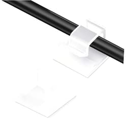 TEZOP 60 Pcs Small Clear Adhesive Cable Clips for Cord Management Under Desk Nightstand Phone PC Charger Plug Speaker Cord Holder Keeper Hook Wall Wire Organizer Car Dash Cam Ethernet Christmas Light
